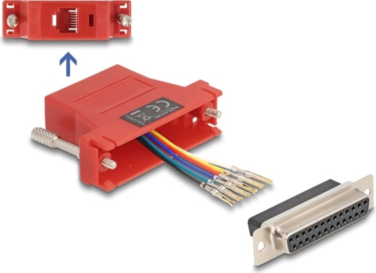 Изображение Delock D-Sub 25 pin female to RJ12 female Assembly Kit red