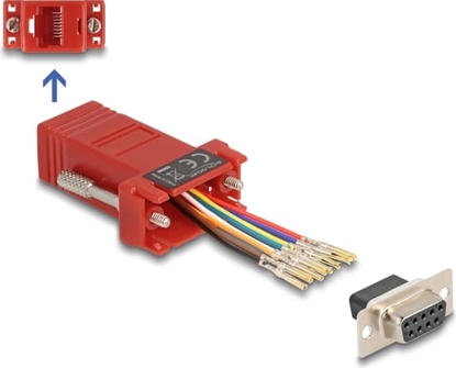 Изображение Delock D-Sub 9 pin female to RJ45 female Assembly Kit red