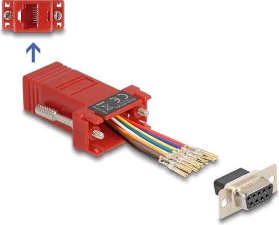Изображение Delock D-Sub 9 pin female to RJ45 female Assembly Kit red