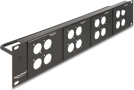 Изображение Delock D-Type 19″ Patch Panel with 4 D-Type plates 86 x 86 mm and 4 ports 2U black