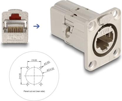 Изображение Delock D-Type RJ45 built-in connector / coupler Cat.6A STP metal