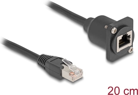 Изображение Delock D-Type RJ45 cable plug to jack Cat.5e black 20 cm