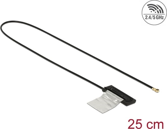 Изображение Delock Dual Band WLAN WiFi 6 Antenna I-PEX Inc., MHF® 4L plug 1 dBi 25 cm CCD internal