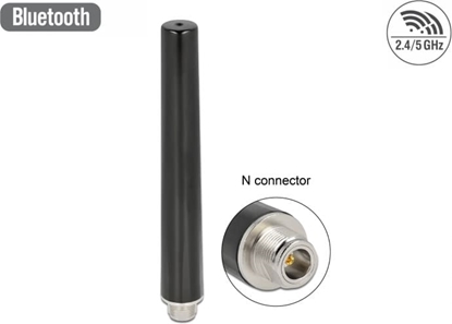 Изображение Delock Dual Band WLAN WiFi 6 Antenna N jack 4 - 6 dBi 16.55 cm omnidirectional fixed outdoor black