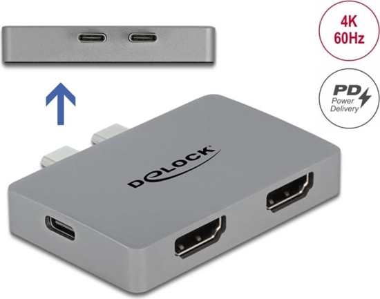 Изображение Delock Dual HDMI Adapter with 4K 60 Hz and PD 3.0 for MacBook