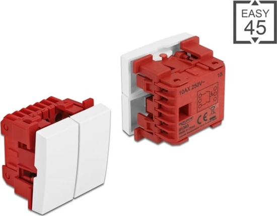 Изображение Delock Easy 45 2-gang Switch 1-pole 1-way 45 x 45 mm, white