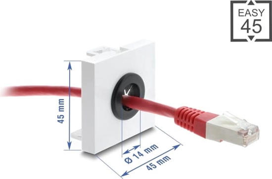 Изображение Delock Easy 45 Cable Bushing round Ø 14 mm white / black