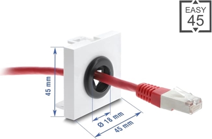Изображение Delock Easy 45 Cable Bushing round Ø 18 mm white / black