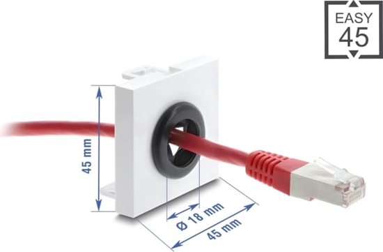 Изображение Delock Easy 45 Cable Bushing round Ø 18 mm white / black