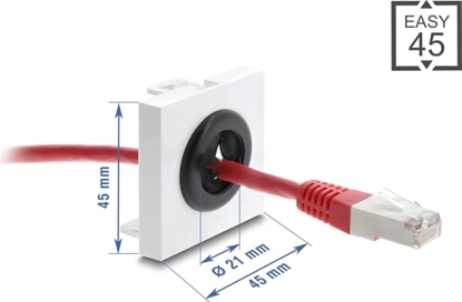 Изображение Delock Easy 45 Cable Bushing round Ø 21 mm white / black