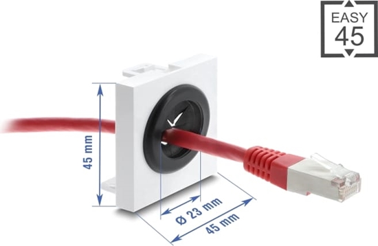 Изображение Delock Easy 45 Cable Bushing round Ø 23 mm white / black