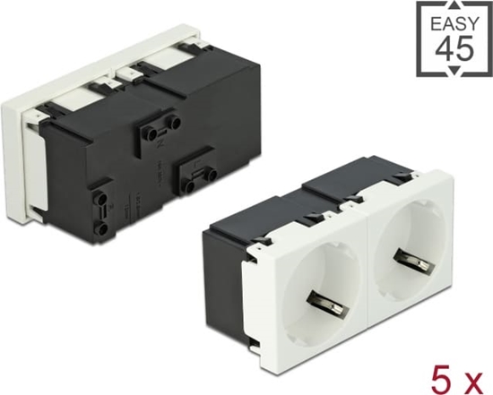 Изображение Delock Easy 45 Grounded Power Socket 2-way with a 45° arrangement 45 x 45 mm 5 pieces