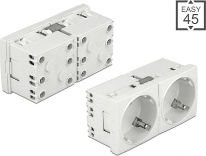 Изображение Delock Easy 45 Grounded Power Socket with a 45° arrangement 2-way extendable 45 x 45 mm