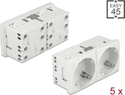 Изображение Delock Easy 45 Grounded Power Socket with a 45° arrangement 2-way extendable 45 x 45 mm 5 pieces