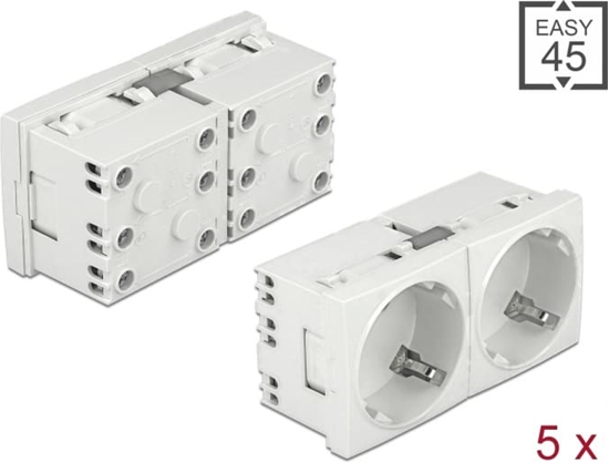Изображение Delock Easy 45 Grounded Power Socket with a 45° arrangement 2-way extendable 45 x 45 mm 5 pieces