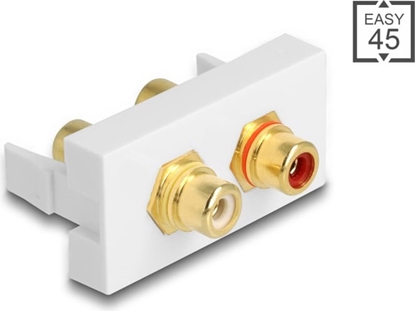 Изображение Delock Easy 45 Module 2 x RCA female port, red / white ring 22.5 x 45 mm