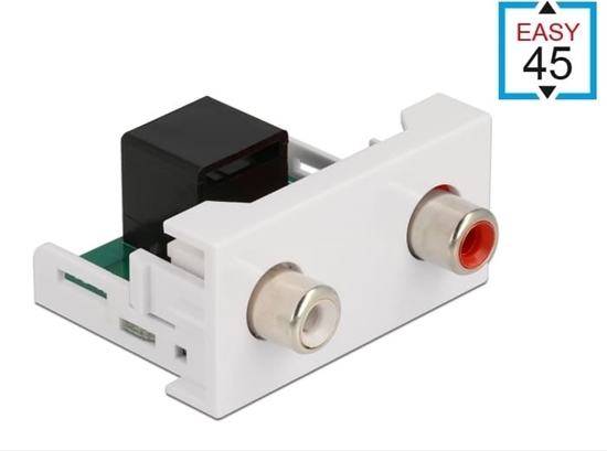 Изображение Delock Easy 45 Module 2 x RCA female to RJ45 female port 22.5 x 45 mm