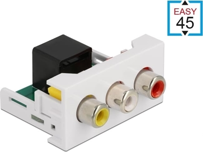 Изображение Delock Easy 45 Module 3 x RCA female to RJ45 female port 22.5 x 45 mm