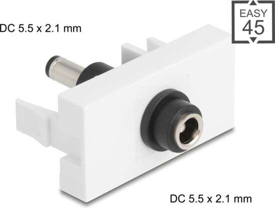 Изображение Delock Easy 45 Module DC 5.5 x 2.1 mm female to DC 5.5 x 2.1 mm male white