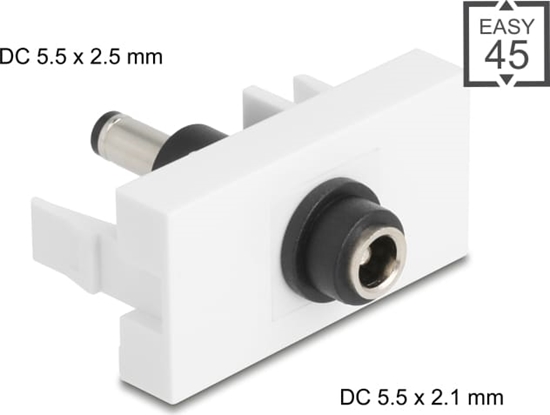 Изображение Delock Easy 45 Module DC 5.5 x 2.1 mm female to DC 5.5 x 2.5 mm male white