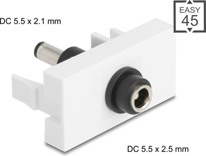 Изображение Delock Easy 45 Module DC 5.5 x 2.5 mm female to DC 5.5 x 2.1 mm male white