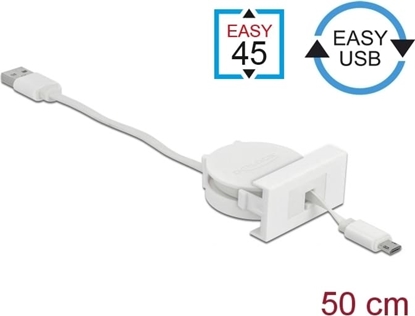 Изображение Delock Easy 45 Module USB 2.0 Retractable Cable USB Type-A to EASY-USB Type Micro-B white