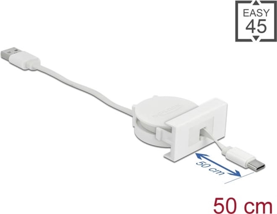Изображение Delock Easy 45 Module USB 2.0 Retractable Cable USB Type-A to USB Type-C™ white