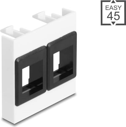 Изображение Delock Easy 45 Module with two Keystone Holders 45 x 45 mm, white / black