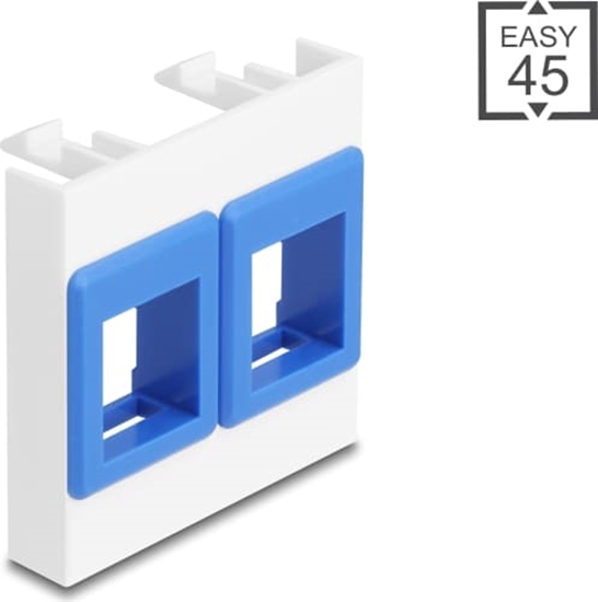 Изображение Delock Easy 45 Module with two Keystone Holders 45 x 45 mm, white / blue
