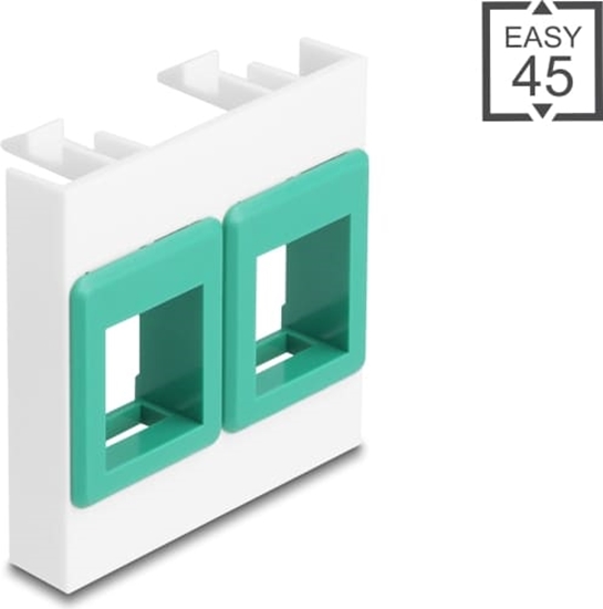 Изображение Delock Easy 45 Module with two Keystone Holders 45 x 45 mm, white / green