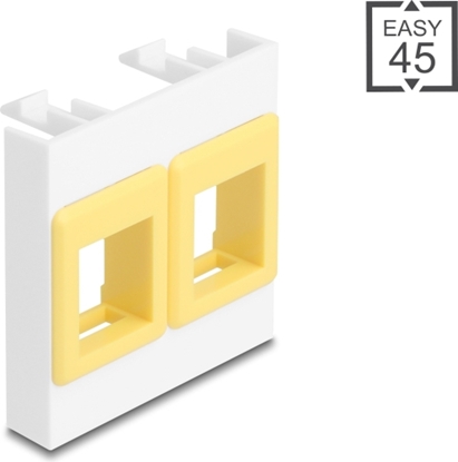 Изображение Delock Easy 45 Module with two Keystone Holders 45 x 45 mm, white / yellow