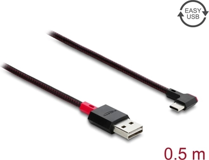Изображение Delock EASY-USB 2.0 Cable Type-A male to USB Type-C™ male angled left / right 0.5 m black