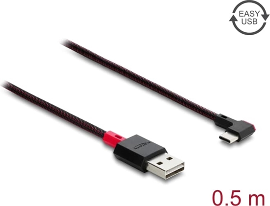 Изображение Delock EASY-USB 2.0 Cable Type-A male to USB Type-C™ male angled left / right 0.5 m black