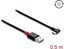 Изображение Delock EASY-USB 2.0 Cable Type-A male to USB Type-C™ male angled left / right 0.5 m black