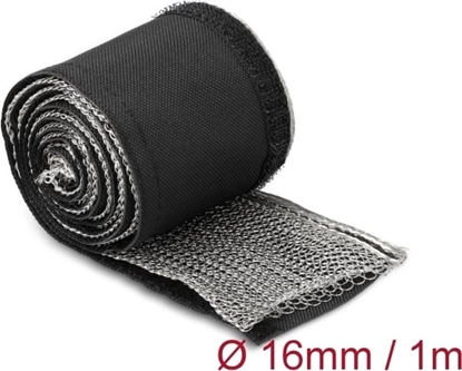 Изображение Delock EMI Shielding braided sleeve with hook-and-loop fastener heat resistant 1 m x 16 mm black