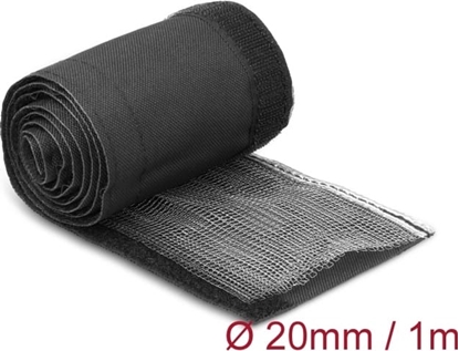 Изображение Delock EMI Shielding braided sleeve with hook-and-loop fastener heat resistant 1 m x 20 mm black