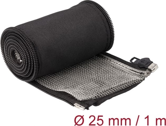Изображение Delock EMI Shielding braided sleeve with zip heat resistant 1 m x 25 mm black