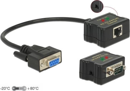 Изображение Delock Extender RS-232 DB9 female RJ45 female to RS-232 DB9 male RJ45 female ESD protection 1200 m range extended temperature range