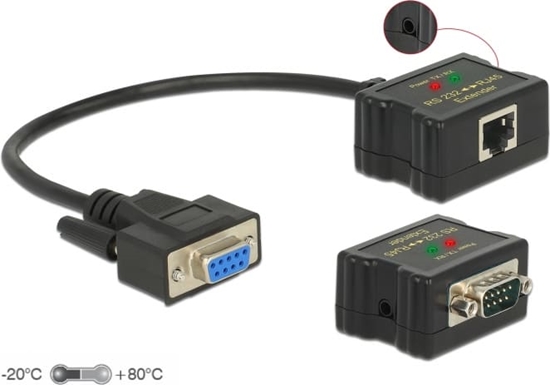 Изображение Delock Extender RS-232 DB9 female RJ45 female to RS-232 DB9 male RJ45 female ESD protection 1200 m range extended temperature range