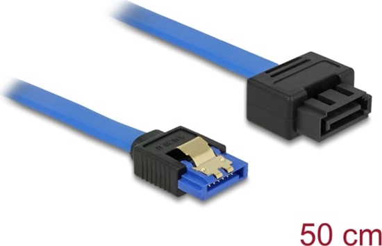 Изображение Delock Extension cable SATA 6 Gb/s receptacle straight > SATA plug straight 50 cm blue latchtype