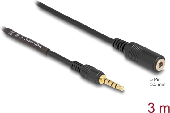 Изображение Delock Extension Cable Stereo Jack 3.5 mm 5 pin male to female 3 m black