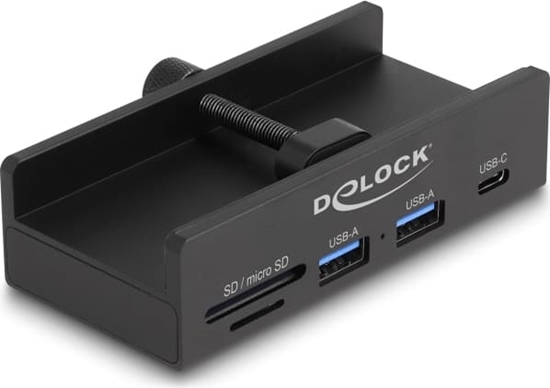 Изображение Delock External USB 5 Gbps Hub with 2 x USB Type-A, 1 x USB Type-C™ and SD + Micro SD Slot with Locking Screw