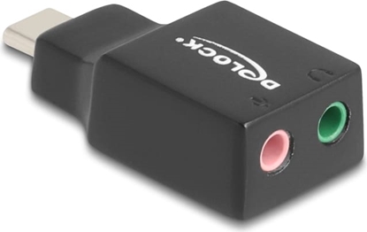 Изображение Delock External USB Sound Card with USB Type-C™ male to 2 x 3.5 mm Stereo jack Plug & Play Audio Adapter black