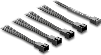 Изображение Delock Fan Cable splitter 1 x 4 pin PWM female to 4 x 4 pin PWM male black – 40 cm long with 20 cm branch