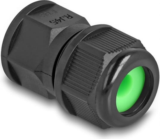 Picture of Delock Feed-through coupler for RJ45 network cables IP67 dust and waterproof black