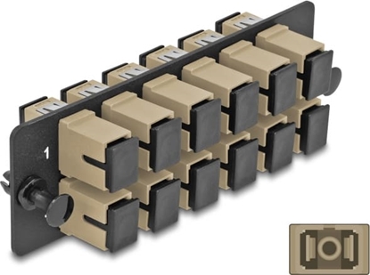 Изображение Delock Fiber Optic Adapter Panel SC Simplex OM1 / OM2 12 Port beige