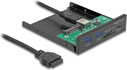 Изображение Delock Front Panel 3.5″ USB 5 Gbps 1 x USB Type-C™ + 2 x USB Type-A + SD and Micro SD slot