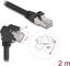 Picture of Delock GigE Camera Cable RJ45 plug 45° rotated and 90° angled with screws to RJ45 plug Cat.6 S/FTP 2 m black