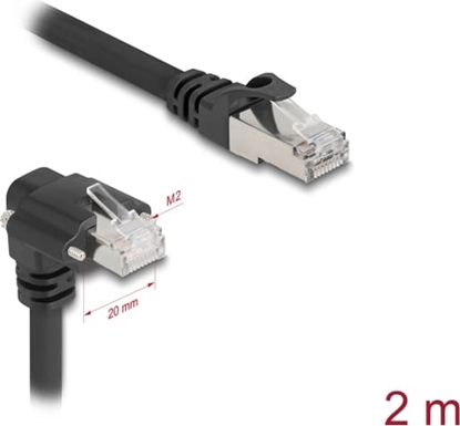 Изображение Delock GigE Kamera Cable RJ45 plug 90° angled with screws to RJ45 plug Cat.6 S/FTP 2 m black