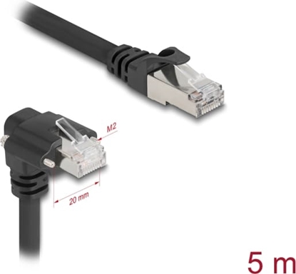 Изображение Delock GigE Kamera Cable RJ45 plug 90° angled with screws to RJ45 plug Cat.6 S/FTP 5 m black